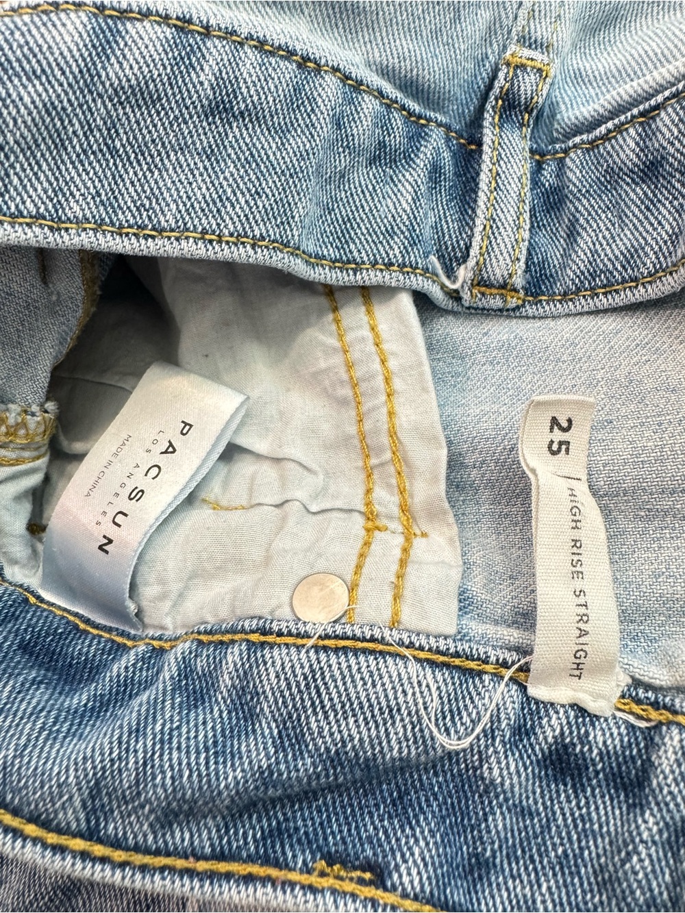 PacSun Panelled Two-Tone Light and Medium Blue High-Rise Jeans - Picture 7 of 9